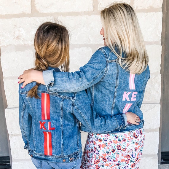 Shadow Monogram Stripe Jean Jacket // Custom Wedding 