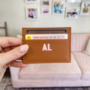 Personalized Leather Cardholder // Saffiano Leather Credit Card Holder // Minimalistic Card Holder image 3