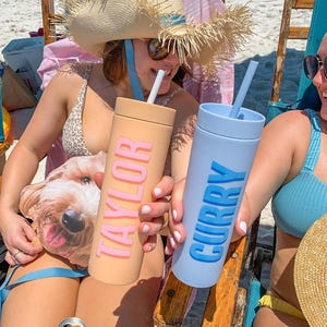 Custom Name 16 oz Matte Tumbler // Bachelorette Party, Bachelorette Gift, Acrylic Tumblers, Personalized Cups, Girls Trip, Family Vacation