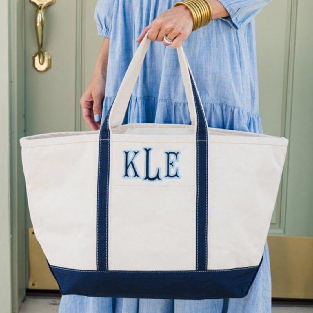 Embroidered Canvas Tote With Applique // Custom Text Tote, Gift for Her ...