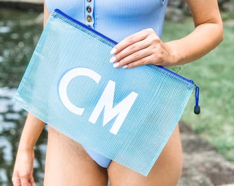 Shadow Monogram Pool Bag // Bridesmaids Wedding Custom Bachelorette Name School Everyday