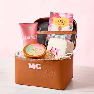 Schaduwmonogram leren treinhoes//afstudeercadeau, Moederdagcadeau, waardering leraar leraar, leren geschenken, aangepaste toilettas