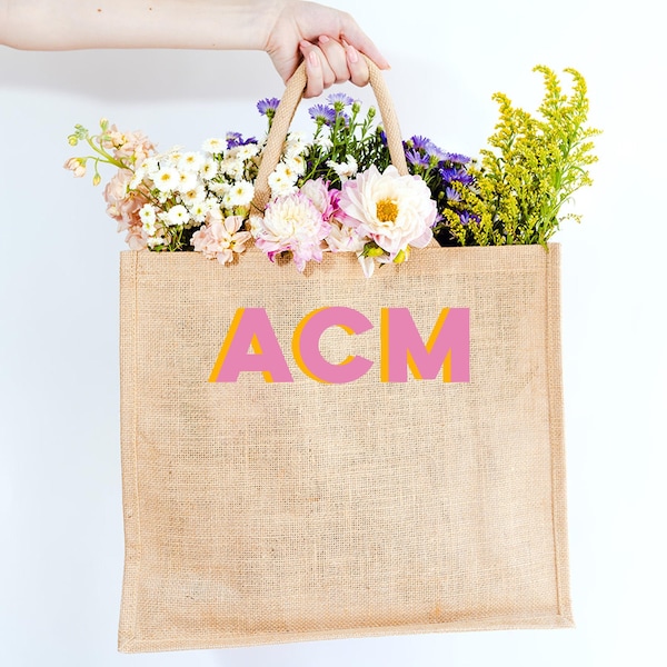 Schatten Monogramm Jutetasche // Brautjungfer, Strand, Schulter, Tragetasche, Benutzerdefinierte Strandtasche, personalisierte Brautjungfer Tasche, Brautjungfer Geschenk Tasche