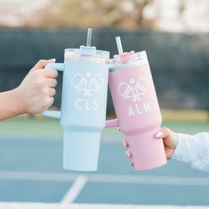 40 Unzen Becher mit Monogramm-Motiv / benutzerdefinierter Isolierbecher personalisierte Cup Pickle Ball Geschenk Pickleball Tumbler Tennis Geschenk Tennisbecher