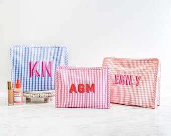 Embroidered TRVL Roadie // Custom Name Makeup Bag, Monogramed Cosmetic Bag, Bridesmaid Gift, Monogrammed Toiletry Bag, Personalized Gift