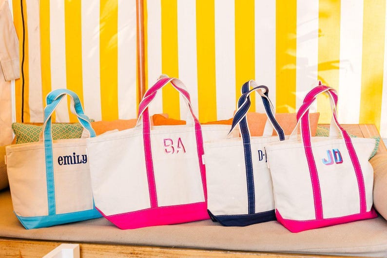 Embroidered Monogram Canvas Tote // Personalized Gift, Bridesmaid Tote, Custom Tote Bag, Bachelorette Bags, Bachelorette Party Gift image 3