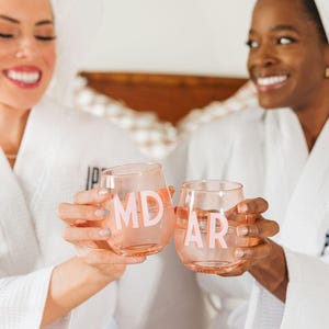 Monogrammed 14 oz Colored Stemless Wine Glass (Set of 4)