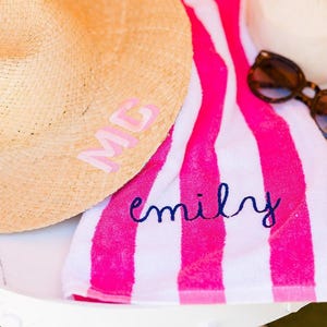 Embroidered Cabana Towel // Custom Towel, Bachelorette Gifts, Striped Beach Towel, Personalized Beach Towel, Custom Gifts, Monogrammed Towel image 6