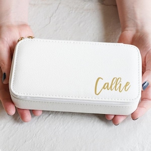 Script Large Travel Jewelry Case // Personalized Jewelry Box Custom Jewelry Boxes Bridesmaid Jewelry Box Travel Jewelry Case Custom Name