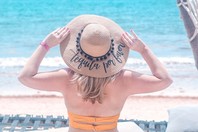 Custom Floppy Beach Hat // Bachelorette Trip Honeymoon Wedding image 5