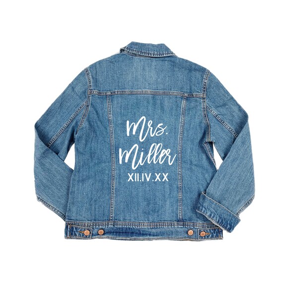 Custom Jean Jacket with Last Name & Roman Numeral Date | Etsy
