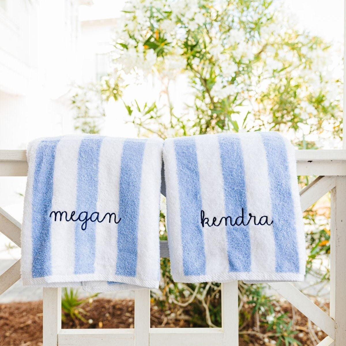 Embroidered Cabana Towel // Custom Towel, Bachelorette Gifts, Striped Beach Towel, Personalized Beach Towel, Custom Gifts, Monogrammed Towel - Etsy