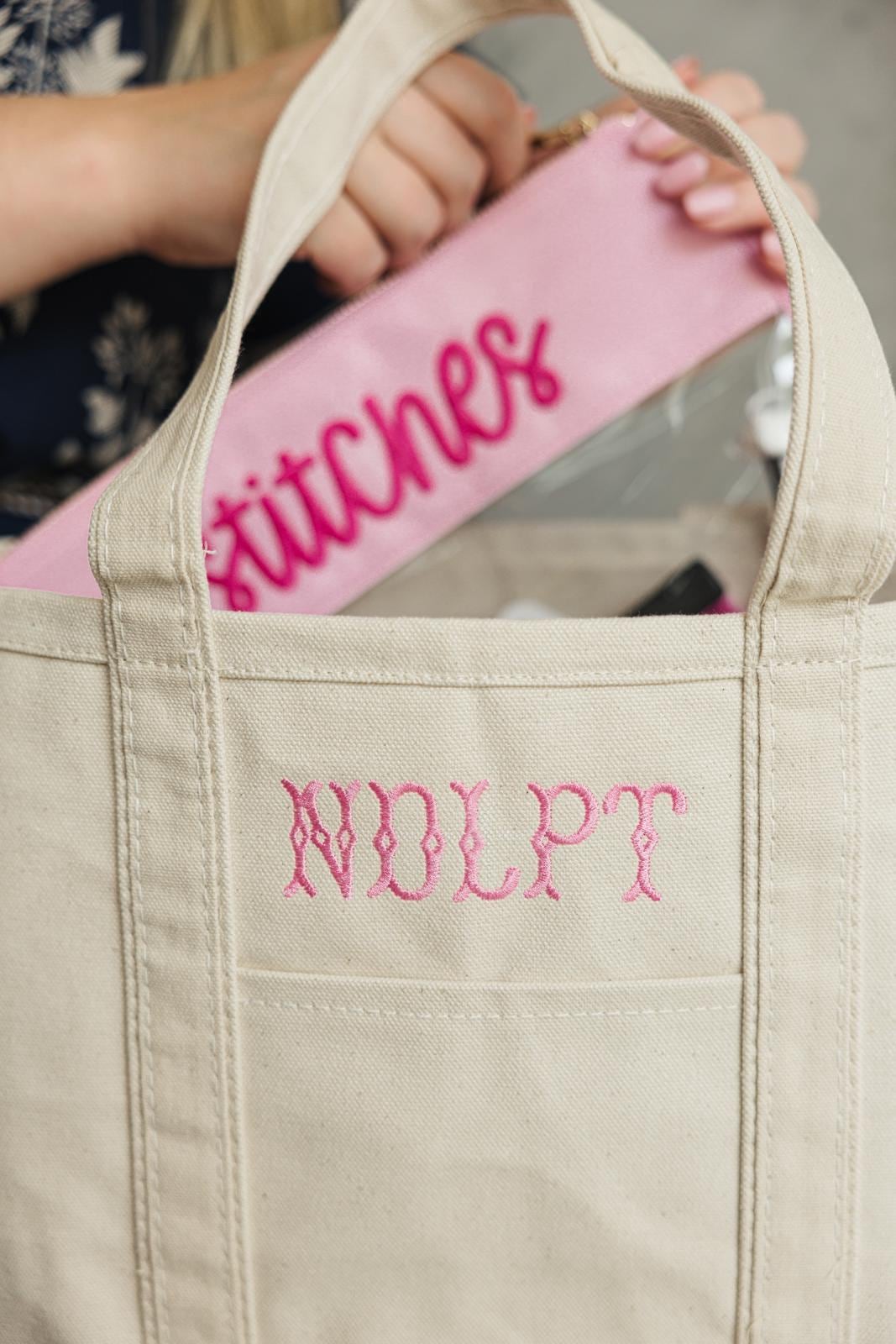 Needlepoint Canvas Project Tote // Needlepoint NDLPT Project Bag
