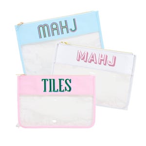 Bestickte Mahjong Nylon Tasche // Mahjong Tile Bag, Mahjong Zubehör, Aufbewahrungstasche, Kartenhalter, Mahjong Tasche, Mah Jongg, Mahj Bild 2