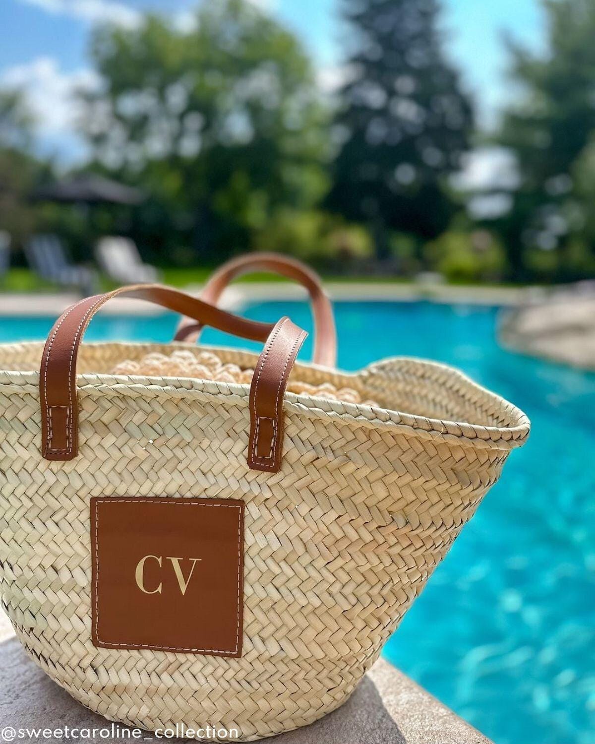 Monogrammed Straw Tote