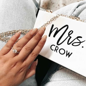 Bride Acrylic Clutch // Mrs. Clutch, Wedding Gift, Bride to Be, Clutch for Wedding, Engagement Gift, Bridal Purse, Personalized Clutch