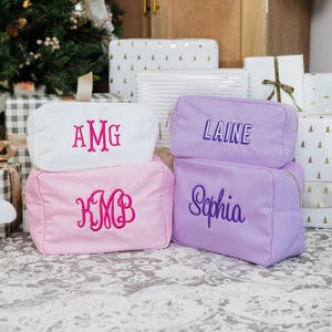 Embroidered Nylon Pouch (Large & Extra Large) // Embroidered Makeup Bag, Bridesmaid Gifts Proposal, Custom Cosmetic Bag, Bridal Party Gifts