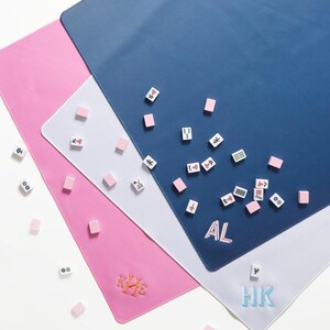Embroidered Monogram Mahjong Tile Mat // Non-Slip Mahjong Table Mat, Neoprene Mahjongg Mat, Mah Jongg, Mahjong Accessories, Mahjong Gifts image 2
