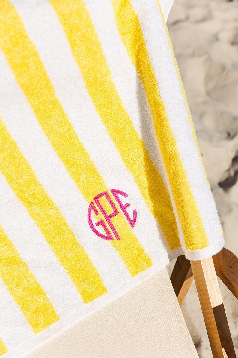 Embroidered Cabana Towel // Custom Towel, Bachelorette Gifts, Striped Beach Towel, Personalized Beach Towel, Custom Gifts, Monogrammed Towel image 5