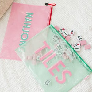 Mahjong Pool Bag // Mahjong Tile Bag, Personalized Game Bag, Mahjong, Bam Crak Dot Bag, Token Bag, Mahj Bag, Mahjong Pouch, Mahers Jongg afbeelding 2