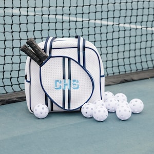 Striped Monogram Pickleball/Tennis Bag // Womens Pickleball Bag Pickleball Bag for Her Pickleball Gift Tennis Gift Custom Tennis Racquet Bag