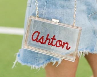 Bubble Cursive Stadium Bag / Clear Stadium Bag, Clear Crossbody Purse, Customizable Stadium Bag, Clear Concert Purse, Clear Bag, Clear Purse