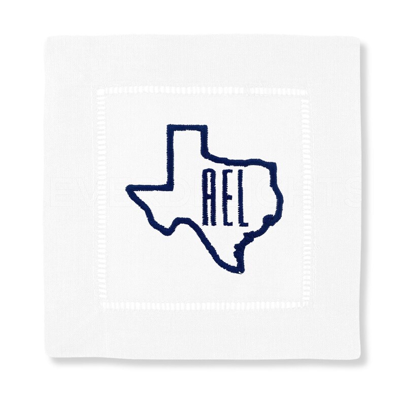 Embroidered Texas Monogram Cocktail Napkins Set of 4 image 5