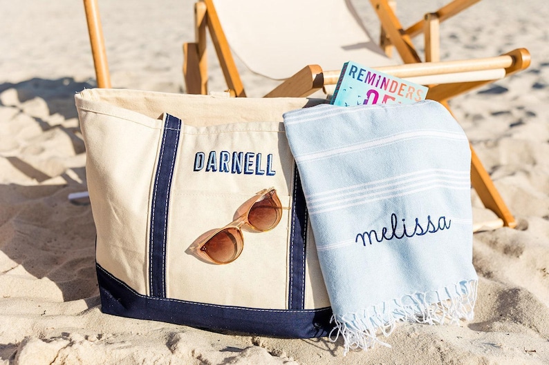 Embroidered Monogram Canvas Tote // Personalized Gift, Bridesmaid Tote, Custom Tote Bag, Bachelorette Bags, Bachelorette Party Gift image 4
