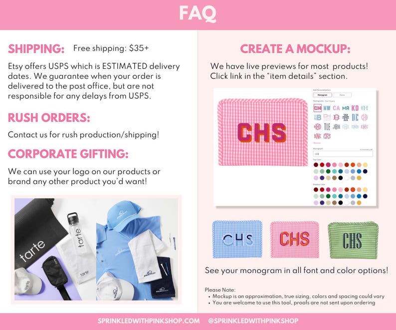 a pink brochure with a picture of clothes and other items
