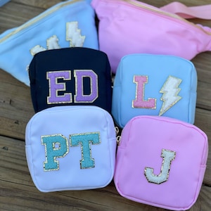Mini Nylon Pouch with Patches / Custom Nylon Pouch, Chenille Patch Makeup Bag, Travel Toiletry Bag, Cosmetic Bag, Gift Pouch Bridesmaid Gift