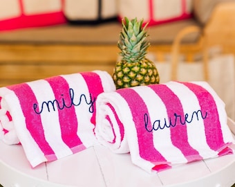 Embroidered Cabana Towel // Custom Towel, Bachelorette Gifts, Striped Beach Towel, Personalized Beach Towel, Custom Gifts, Monogrammed Towel
