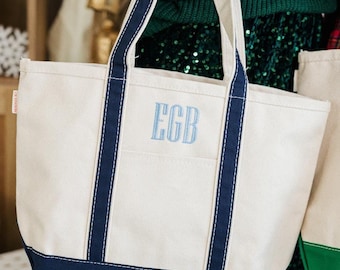 Embroidered Monogram Canvas Tote // Personalized Christmas Gift, Bridesmaid Tote, Custom Tote Bag, Bachelorette Bag, Bachelorette Party Gift