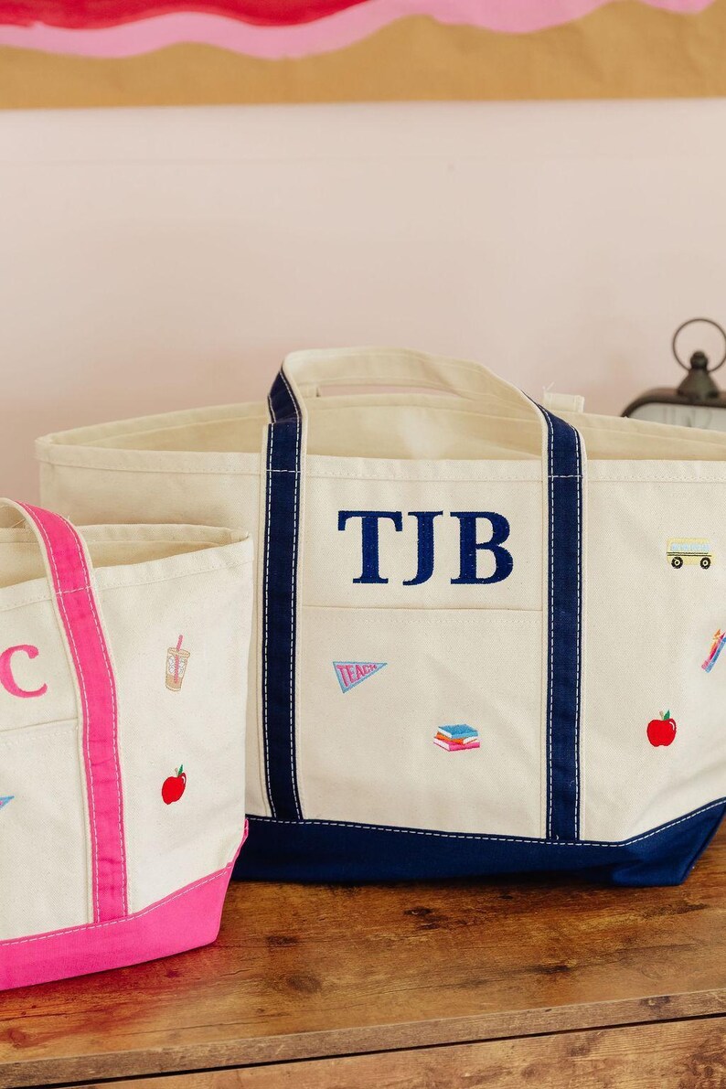 Embroidered Teacher Icon Canvas Tote // Personalized Gift, Teacher Tote Bag, Custom School Bag, Teacher Appreciation, Back to School Totes image 18