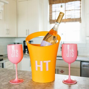 Massieve ijsemmer met monogram // Acrylijsemmer, baraccessoires, barwagen, plastic ijsemmer, ijsemmer met monogram, Veuve-ijsemmer