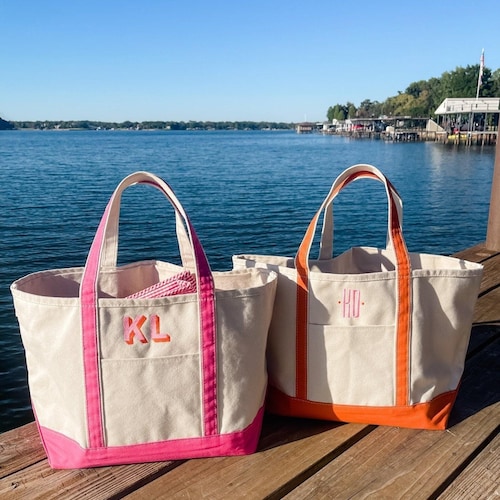 Embroidered Monogram Canvas Tote // Personalized Gift, Bridesmaid Tote, Custom Tote Bag, Bachelorette Bags, Bachelorette Party Gift