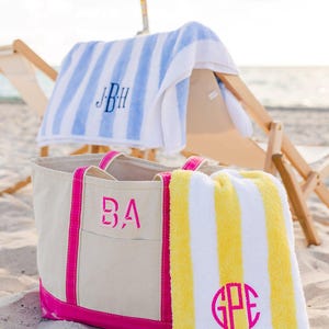 Embroidered Cabana Towel // Custom Towel, Bachelorette Gifts, Striped Beach Towel, Personalized Beach Towel, Custom Gifts, Monogrammed Towel image 8