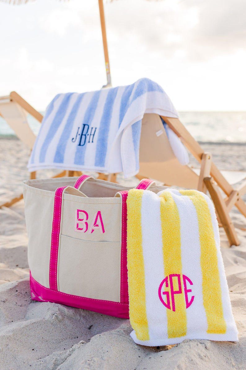 Embroidered Cabana Towel // Custom Towel, Bachelorette Gifts, Striped Beach Towel, Personalized Beach Towel, Custom Gifts, Monogrammed Towel image 8