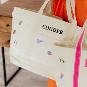 Embroidered Teacher Icon Canvas Tote // Personalized Gift, Teacher Tote Bag, Custom School Bag, Teacher Appreciation, Back to School Totes image 14
