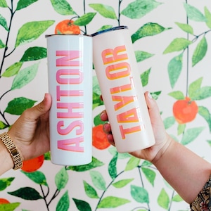 Custom Name 20 oz Tumbler // Beach Tumblers, Personalized Cups with Name, Skinny Tumbler with Name, Custom Name Gift, Gifts for Her
