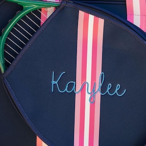 Striped Monogram Tennis Bag // Personalized Tennis Gift Monogram Sports Bag Tennis Gear Organizer Gifts for Tennis Lovers Tennis Racket Bag