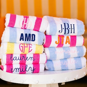 Embroidered Cabana Towel // Custom Towel, Bachelorette Gifts, Striped Beach Towel, Personalized Beach Towel, Custom Gifts, Monogrammed Towel