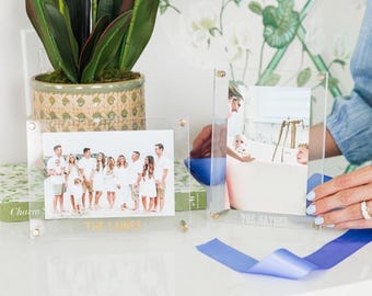 Shadow Monogram Acrylic Frame / Custom Picture Frame Photo Gifts Acrylic Photo Block Gifts for Her Wedding Gifts Christmas Gift Home Decor