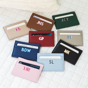 Porte-cartes en cuir personnalisé // Porte-cartes de crédit en cuir grainé // Porte-cartes minimaliste