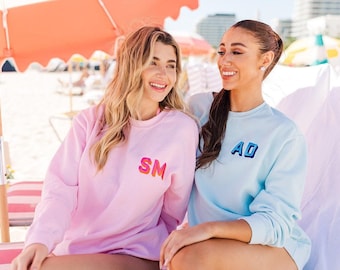 Embroidered Monogram Sweatshirt // Embroidered Personalized Monogram Sweatshirt, Monogrammed Crewneck, Personalized Sweater, Gifts for Her