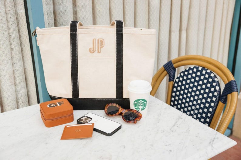 Embroidered Monogram Canvas Tote // Personalized Gift, Bridesmaid Tote, Custom Tote Bag, Bachelorette Bags, Bachelorette Party Gift image 7
