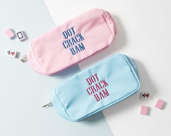 Borsa grande in nylon con motivo a pois ricamato Crack Bam // Borsa per tessere Mahjong, Accessori Mahjong, Borsa portaoggetti, Porta carte, Borsa Mahjong, Mah Jongg