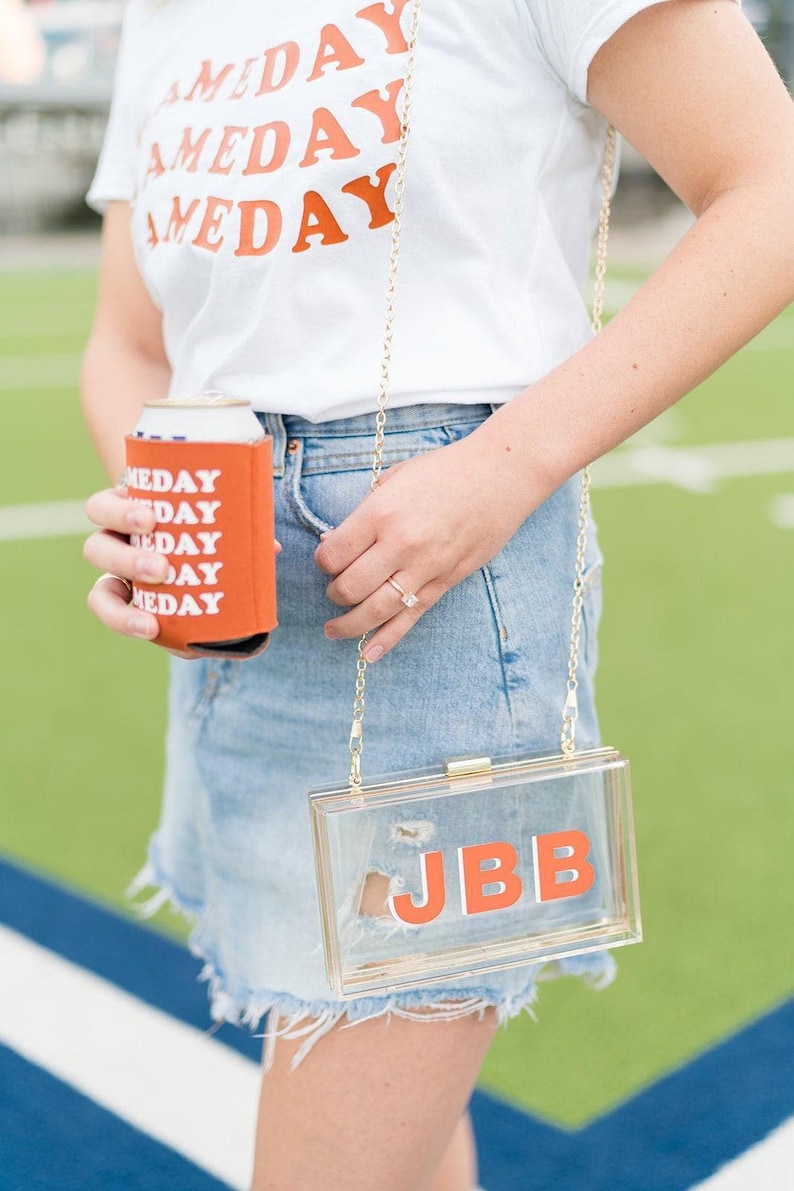 Shadow Monogram Stadiontasche // Klare Stadiontasche Klare Acryl-Kupplung Benutzerdefinierte klare Stadiontasche Klare Konzertbeutel Crossbody-Tasche Klare Tasche Bild 4