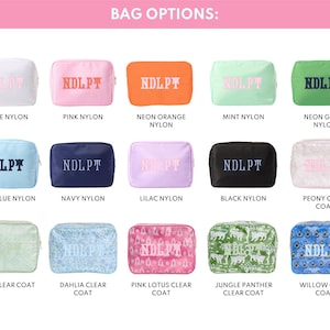 a collection of bag options, each with a different color and pattern, arranged in a grid format.