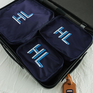 Bestickte Nylon Pack Cubes (3er Set) // Reisewürfel, Kleideraufbewahrung, Gepäck Koffer Organizer, Schuhe Reisetasche, Reisegeschenke