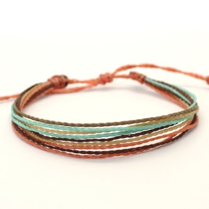 Wax cord multi string bracelet, beach waterproof string bracelet, multistrand friendship bracelet, multicolored teen stacking bracelet